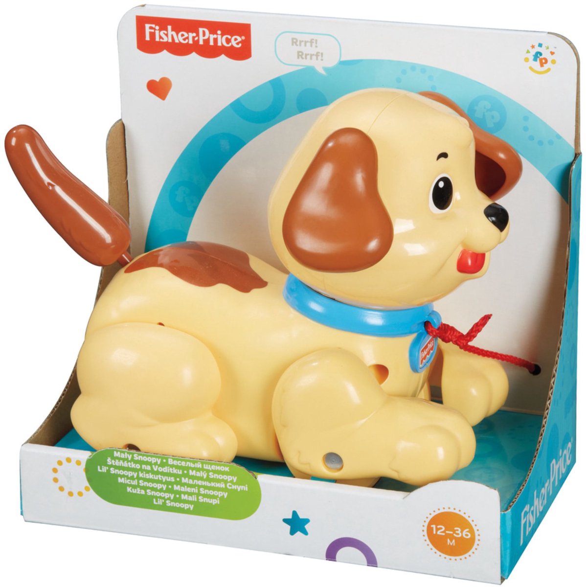 Fisher-Price speelgoedhond in doos, voor peuters.