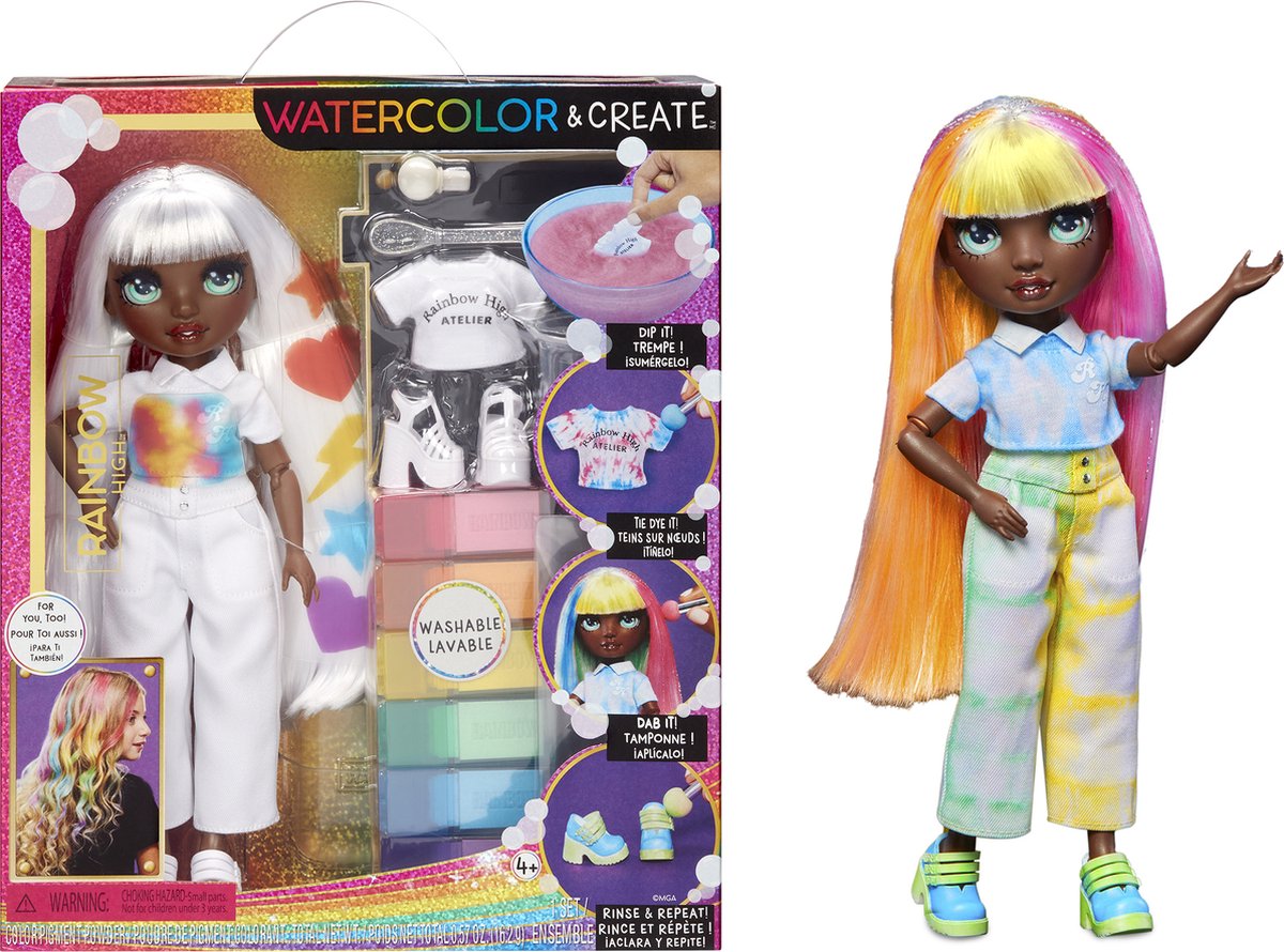 Doll kit for creative watercolor painting and accessories.