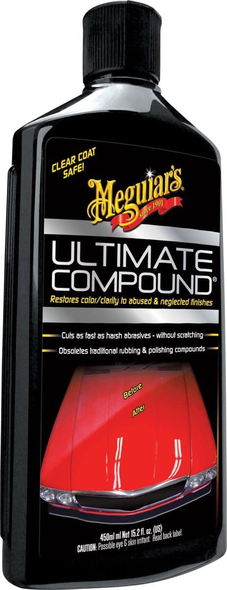 Meguiar's Ultimate Compound fles voor autolakherstel.