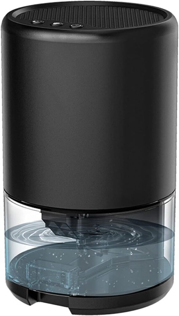 Zwarte luchtbevochtiger met waterreservoir