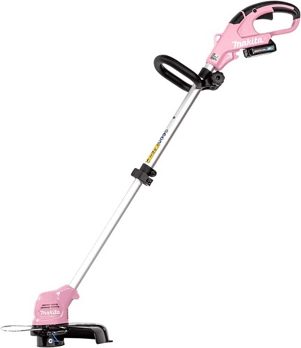 Roze draadloze grastrimmer met handvat