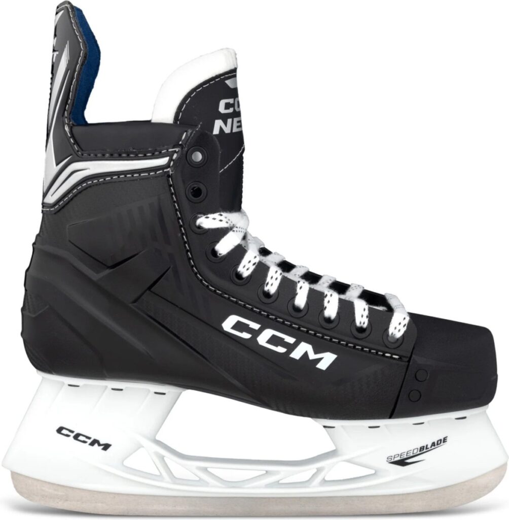 Zwarte CCM ijshockeyschaats met witte veters