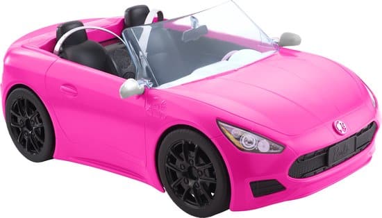 Roze speelgoedauto met open dak, zwart interieur