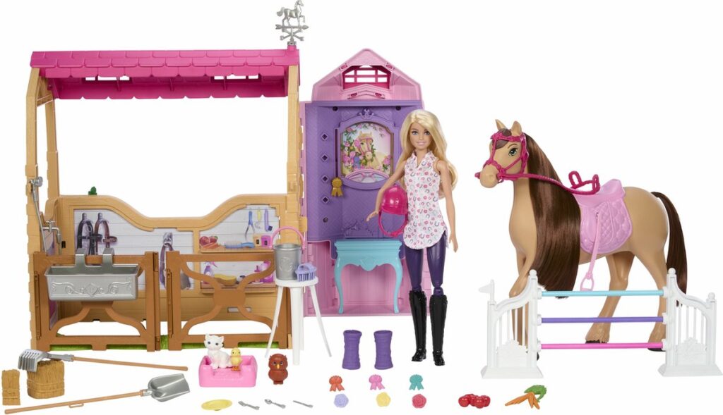 Barbie met paard en stal speelset