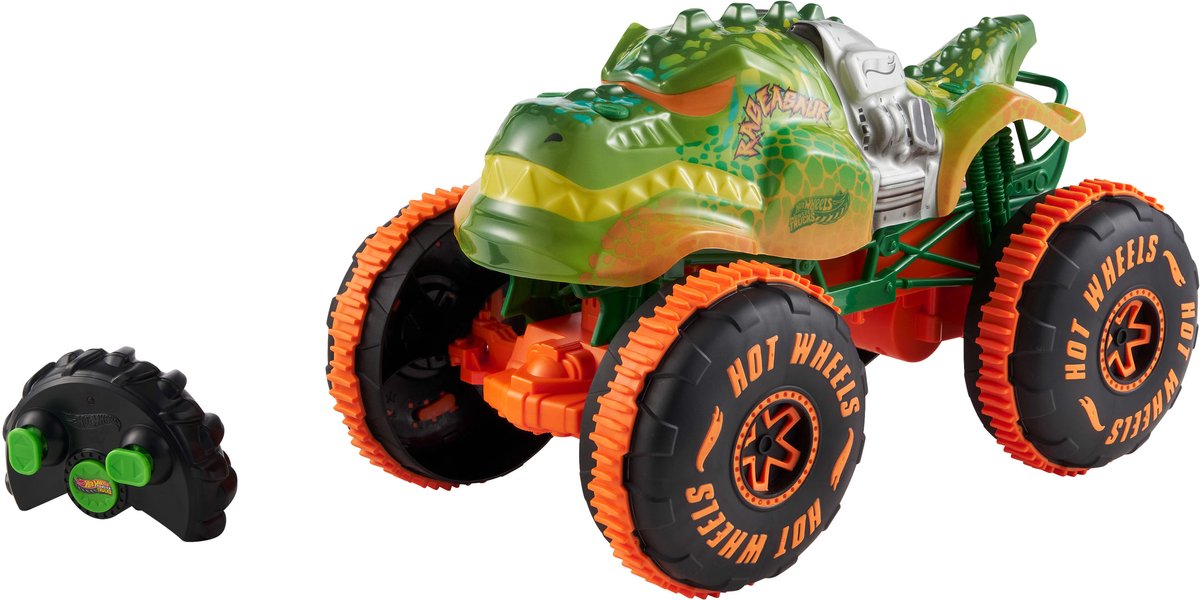 Groene Hot Wheels dinosaurus monstertruck met afstandsbediening