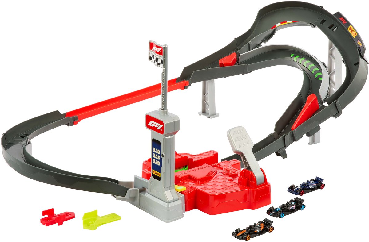 Formule 1 racebaan met miniatuurauto's en accessoires