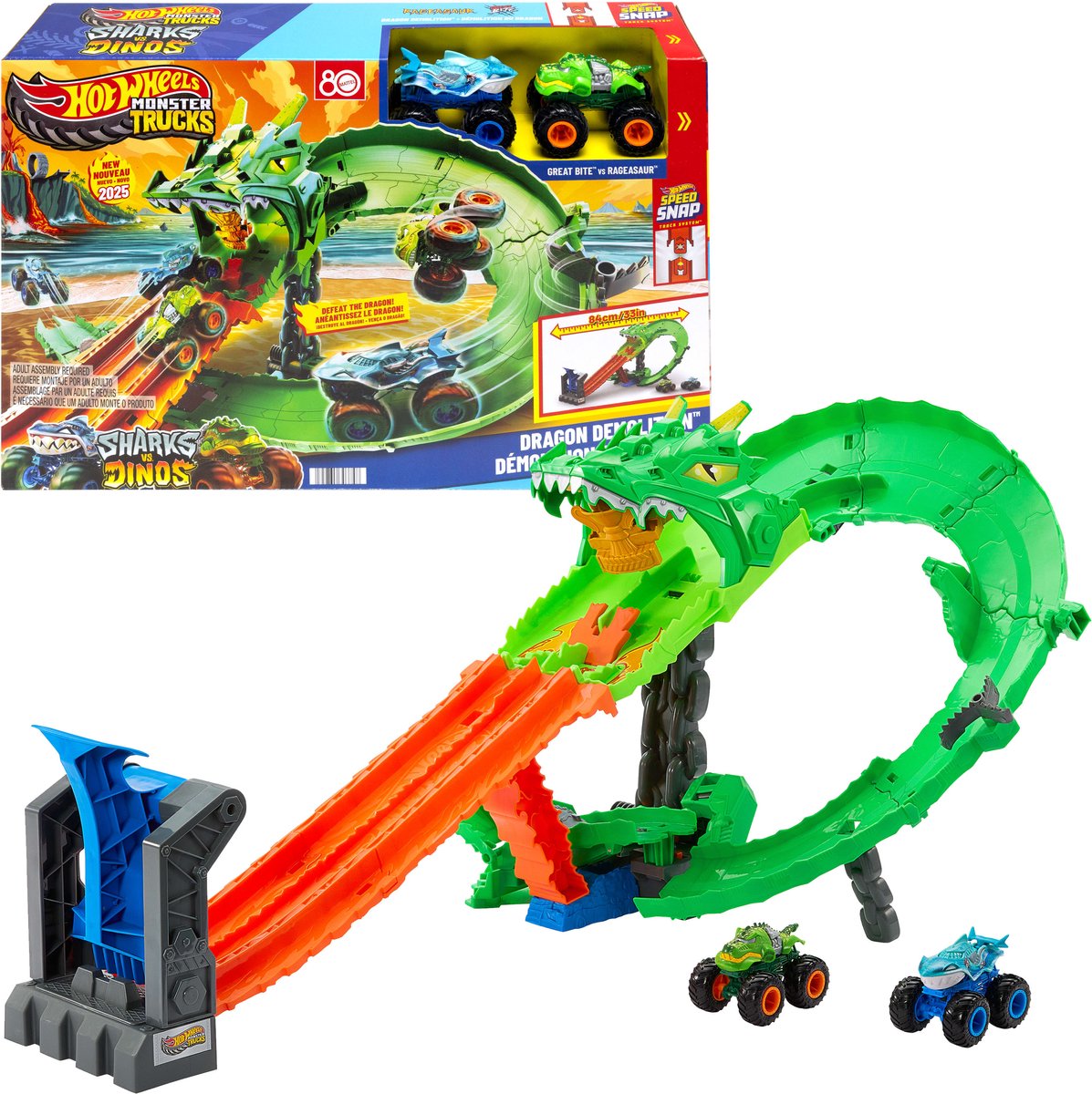 Set de jeu Hot Wheels « Piste des dragons » avec monster trucks