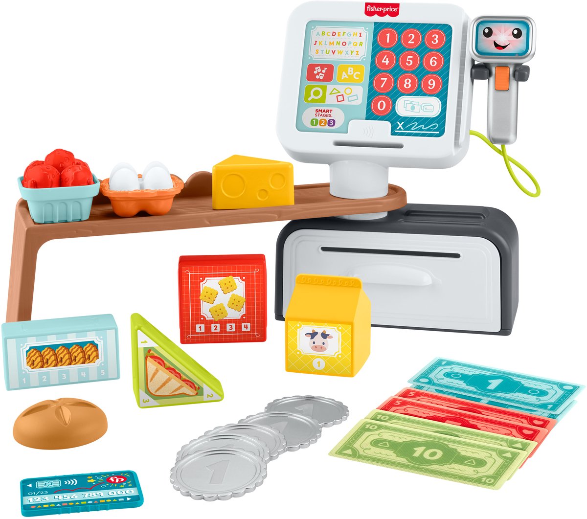 Caisse de jeu Fisher-Price avec accessoires et argent factice