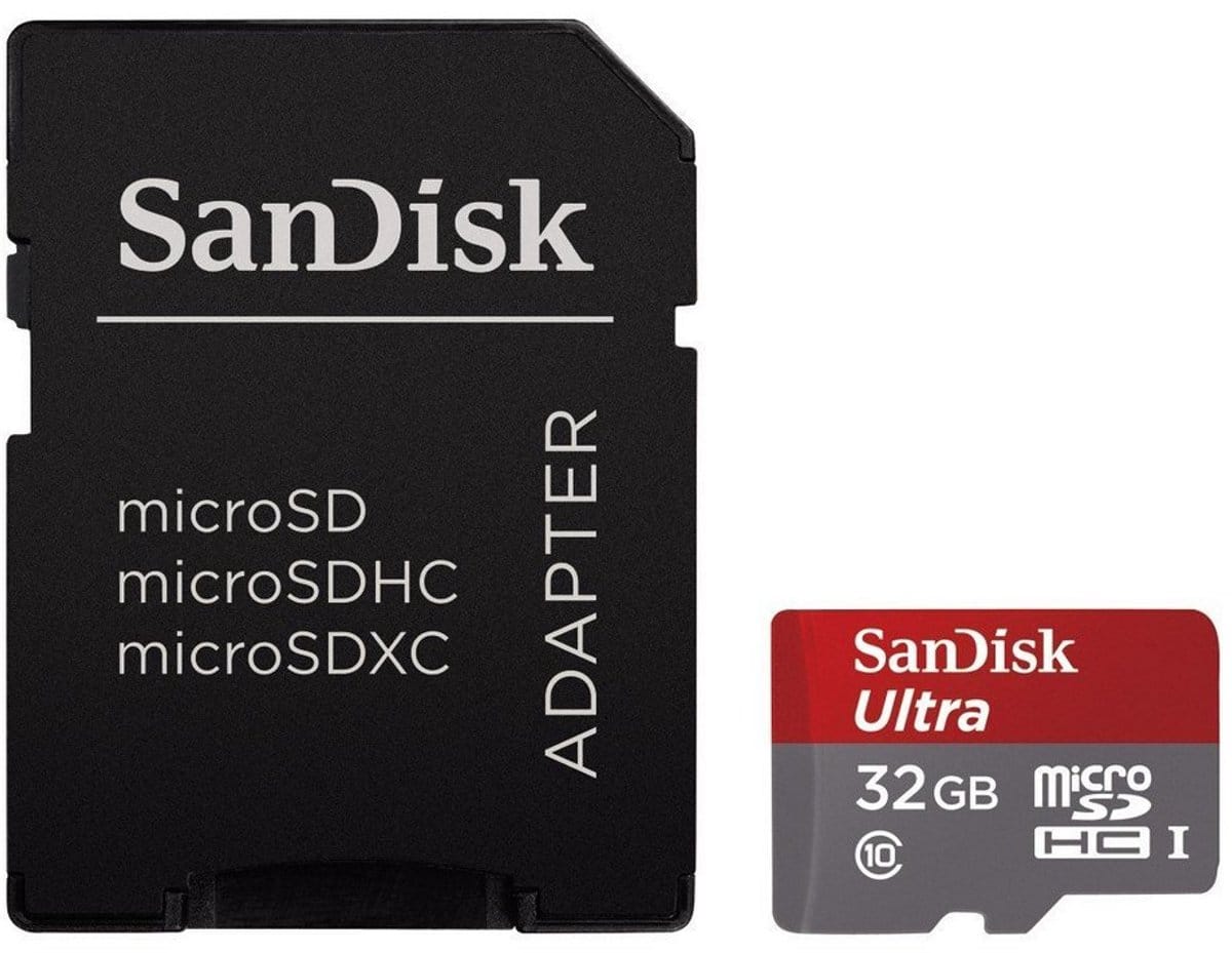 SanDisk microSD kaart met adapter, 32GB opslag