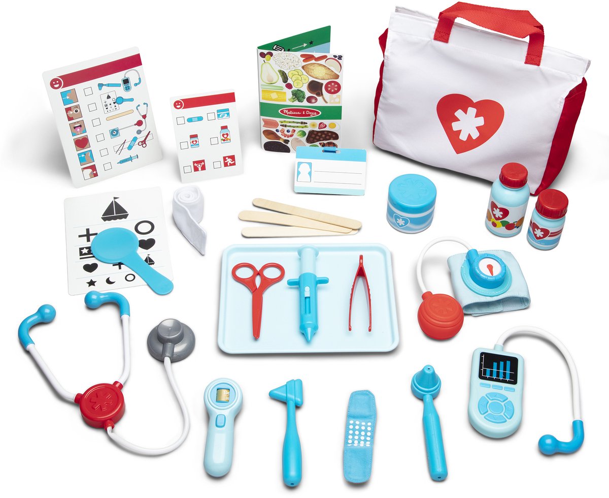 Kinder doktersset met medische speelaccessoires en tas