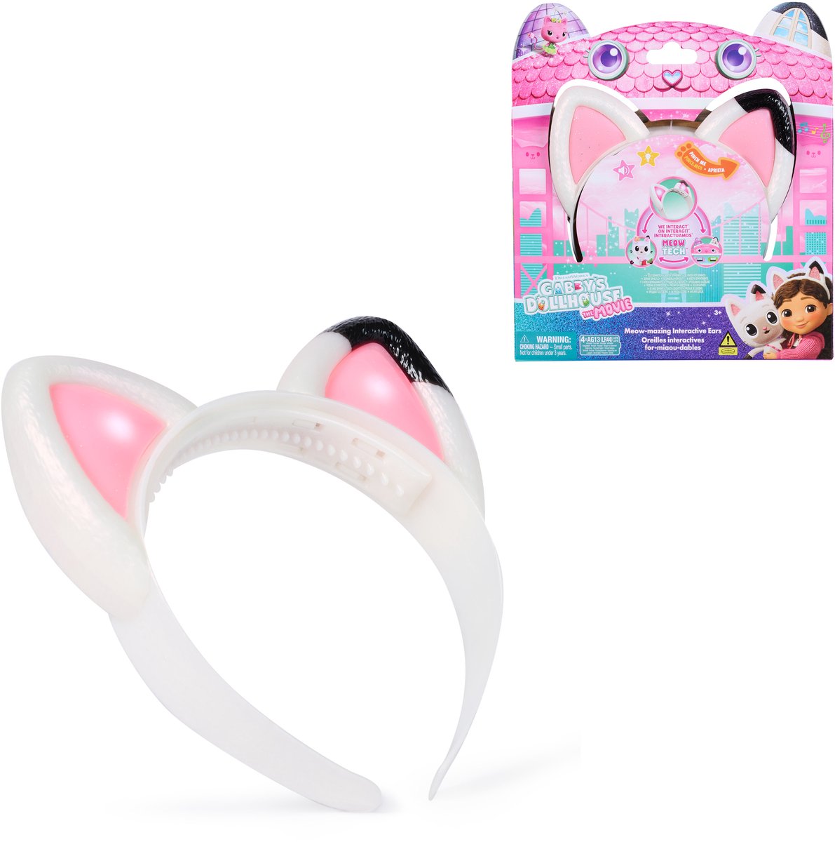 Roze en witte kattenoren haarband speelgoed