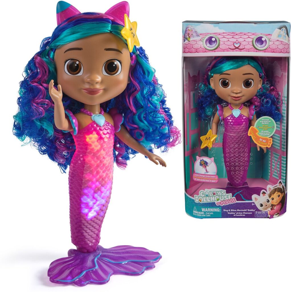 Speelgoedpop zeemeermin met blauwe en roze haar