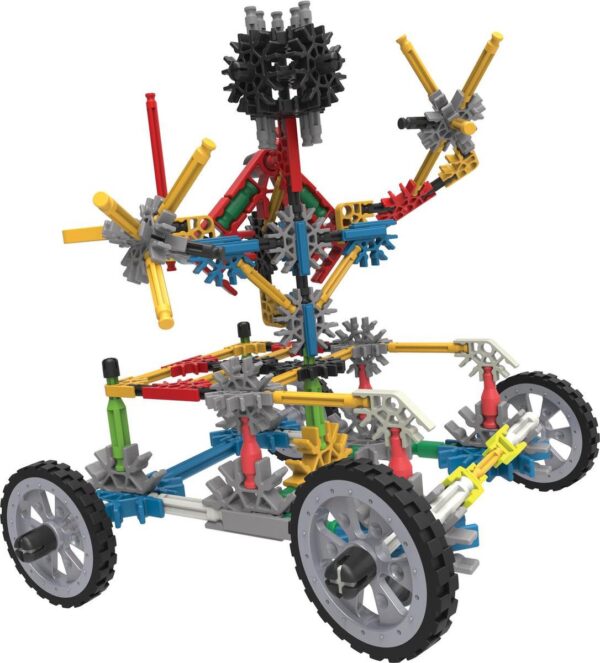 K'NEX motorfiets constructieset met wielen.