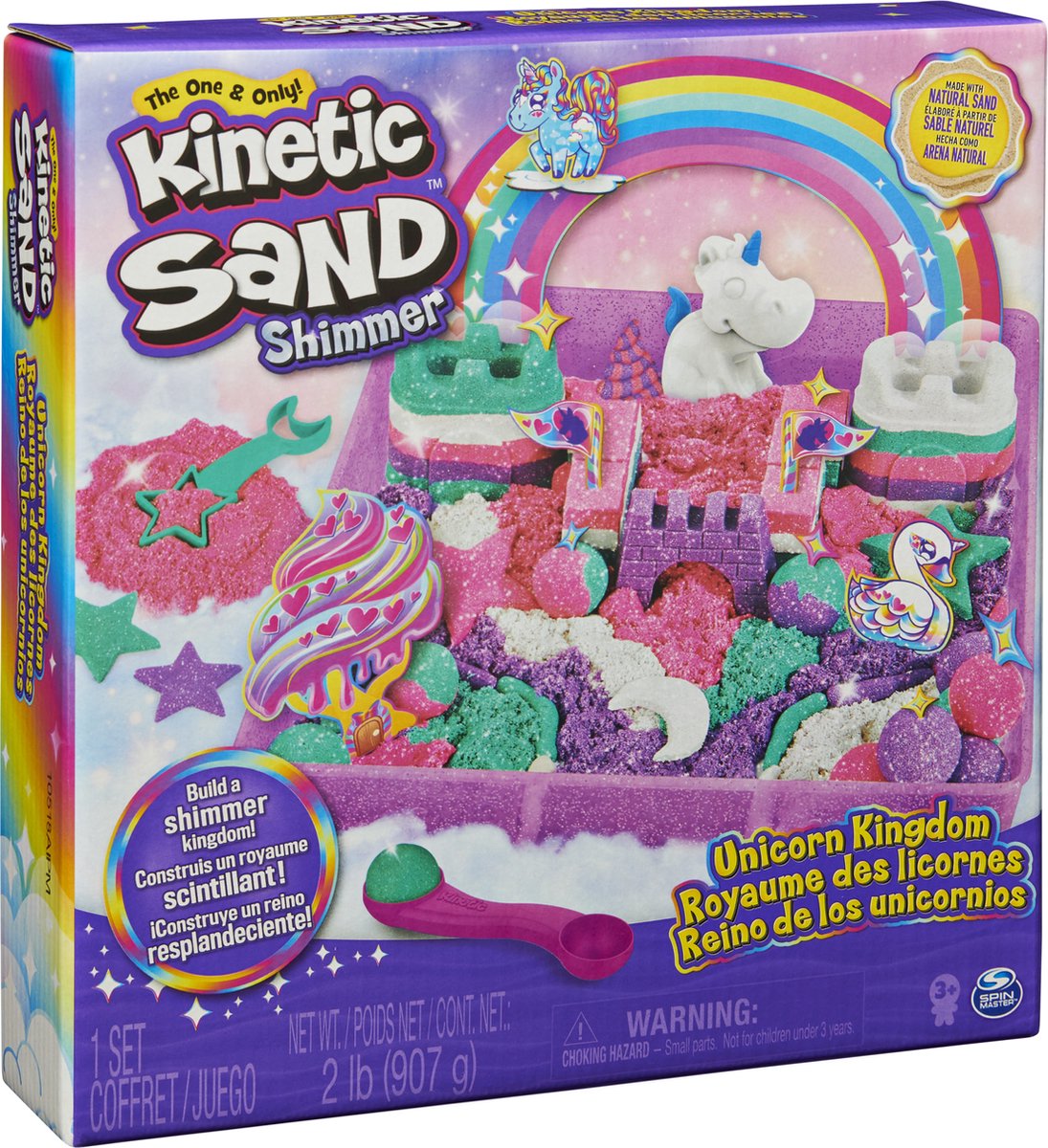 Kinetic Sand Shimmer eenhoorn speelset verpakking.