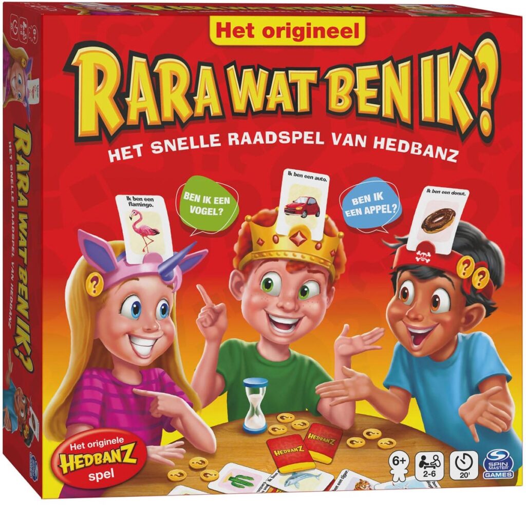 Rara Wat Ben Ik? speldoos met spelers en kaarten.