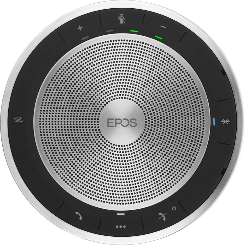 Ronde EPOS speakerphone met bedieningsknoppen en leds