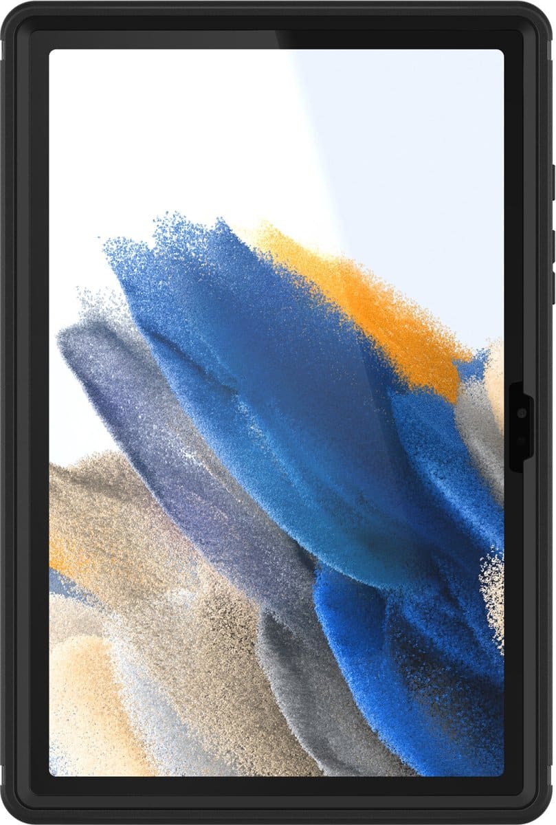 Tablet met kleurrijke abstracte achtergrond