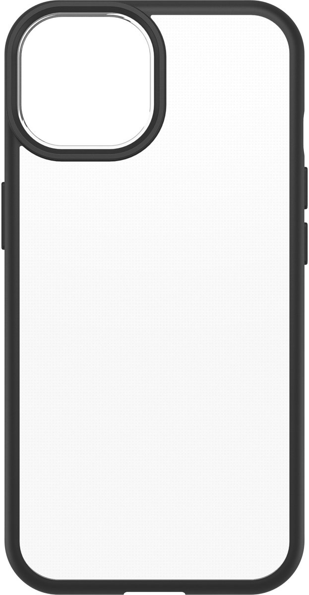 Transparante telefoonhoes met zwart frame.