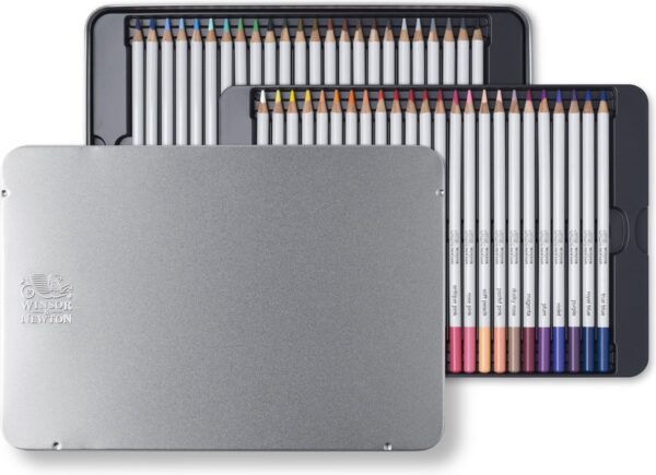 Winsor & Newton kleurpotloden set open metalen doos