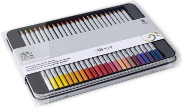 Winsor Newton kleurpotlodenset, 48 stuks, open doos.