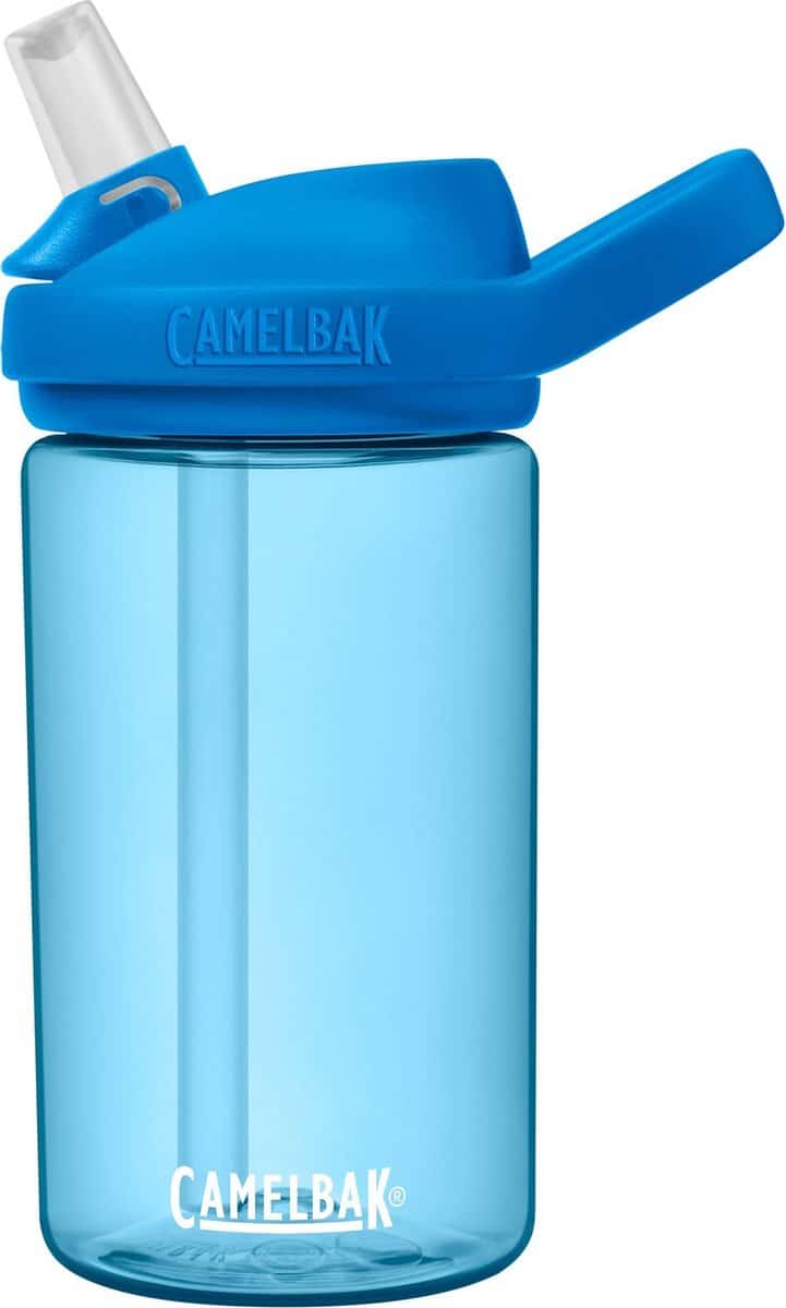 Blauwe drinkfles met rietje, merk CamelBak