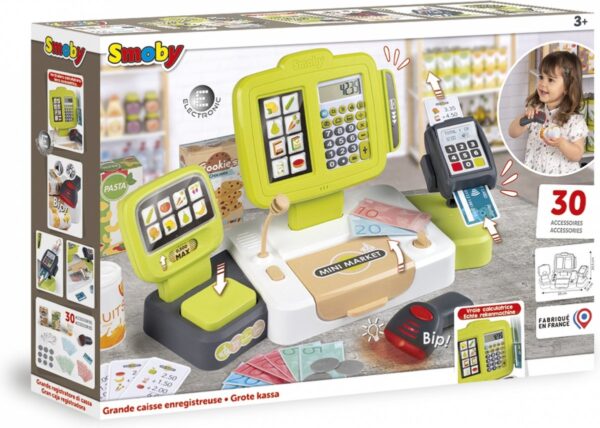 Smoby speelgoedkassa met accessoires voor kinderen vanaf 3 jaar.