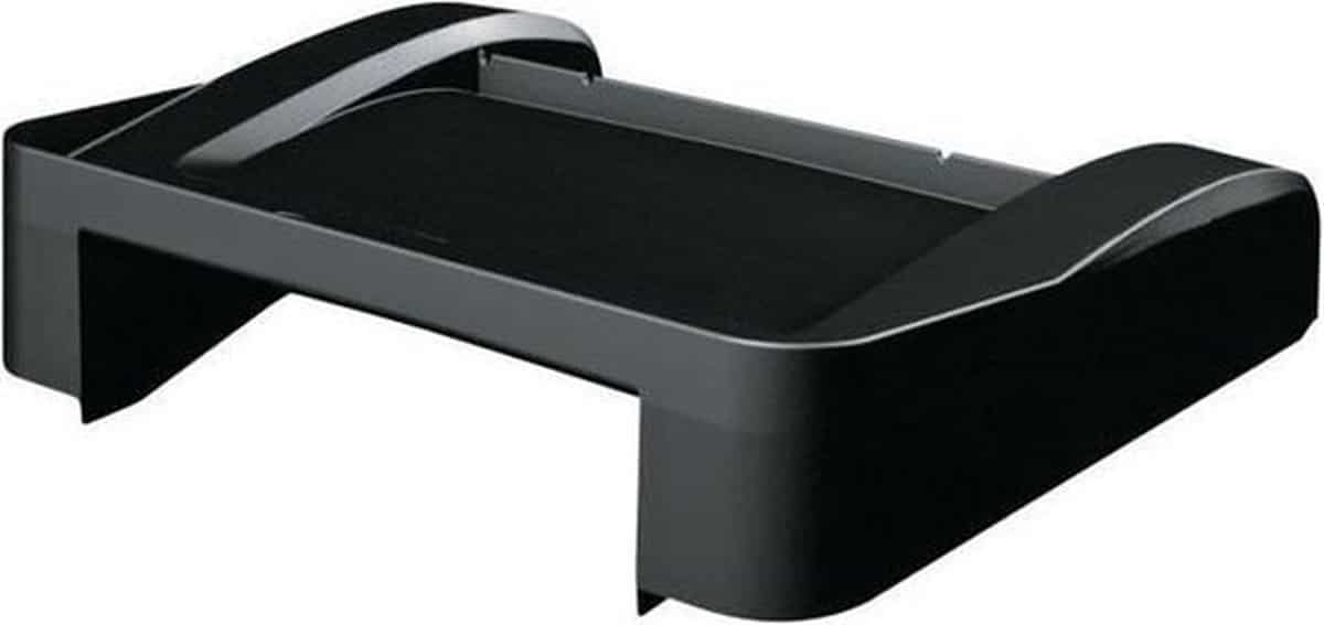 Zwarte printerstandaard voor ruimtebesparing op bureau