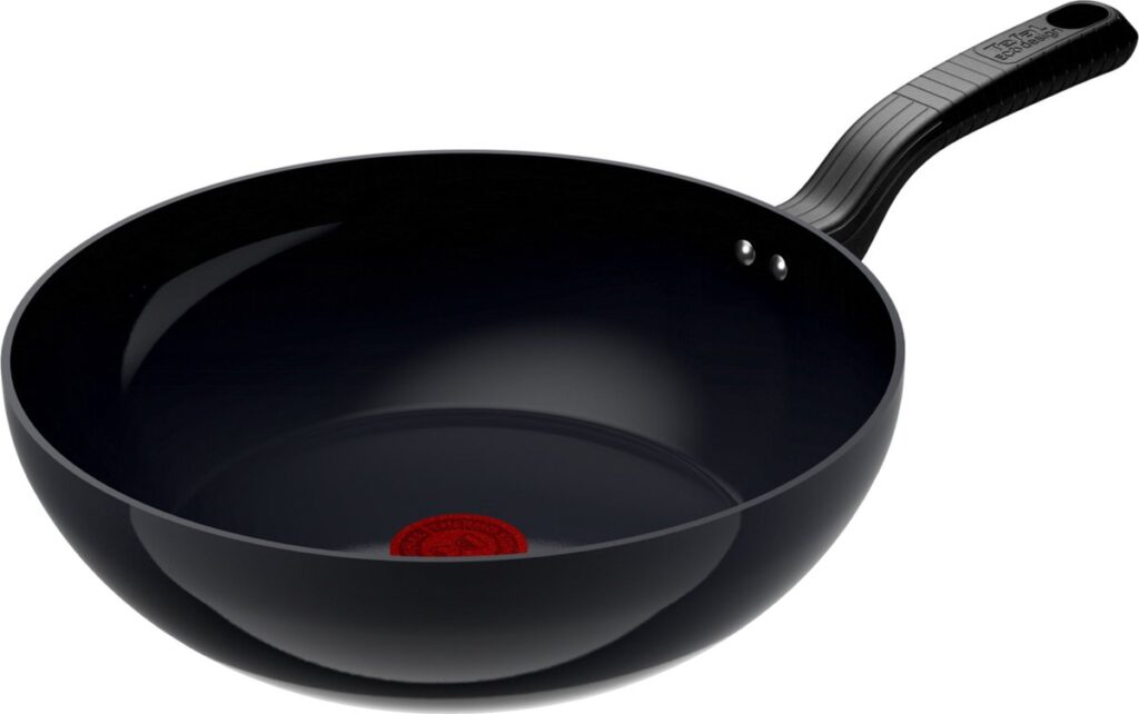 Zwarte non-stick wok met handvat