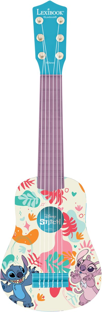 Colorful Disney Stitch children's ukulele with a floral print