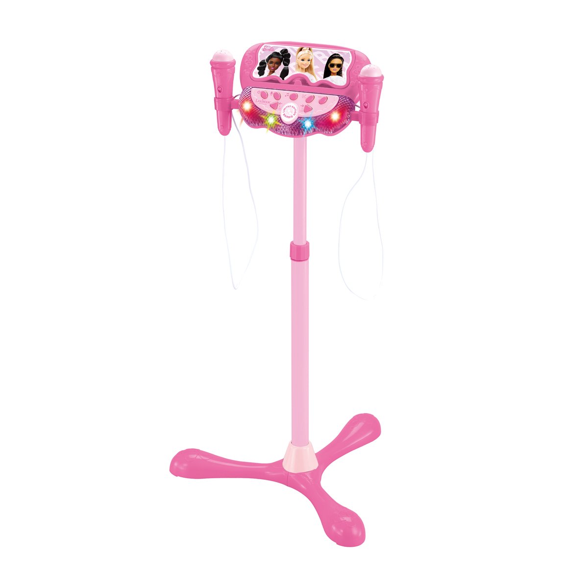 Roze Barbie karaoke microfoonstandaard met lichtjes