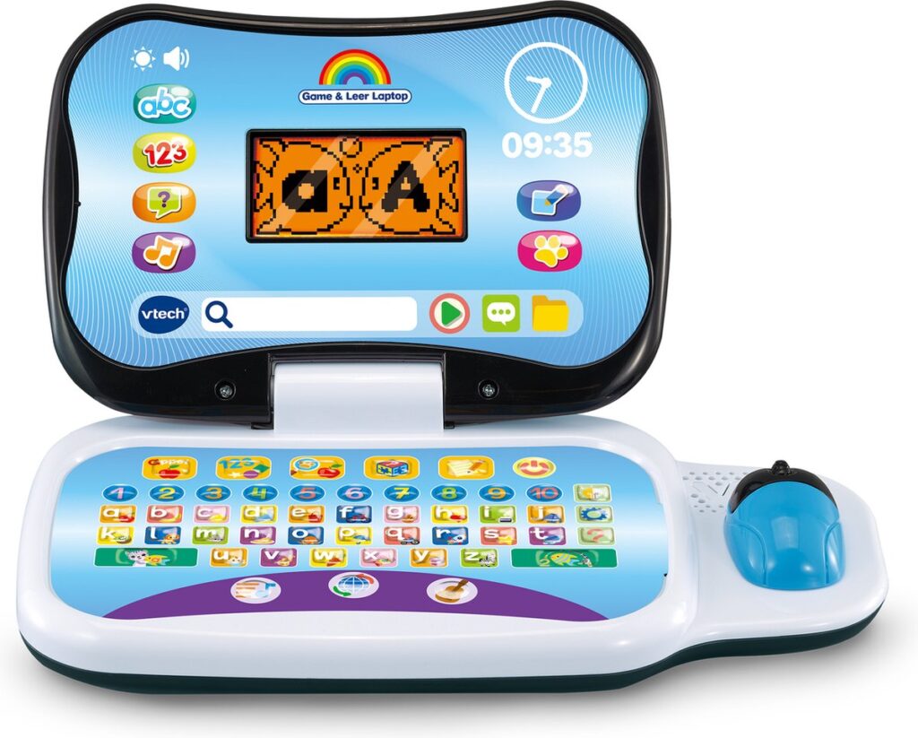 Toy laptop with learning and play functions.