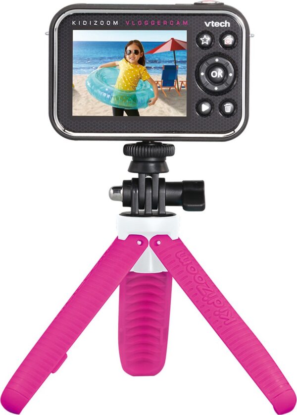 VTech Kidizoom camera op roze statief.