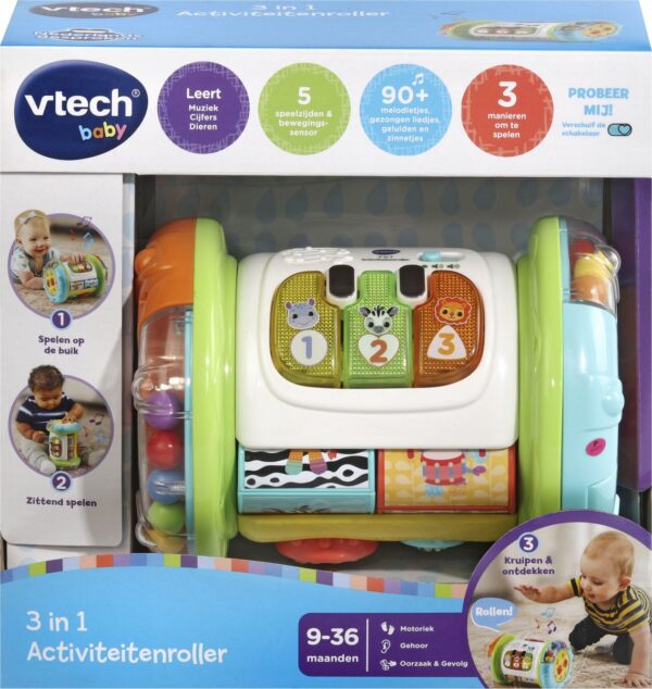 VTech 3-in-1 activiteitenroller voor baby's, kleurrijk speelgoed.