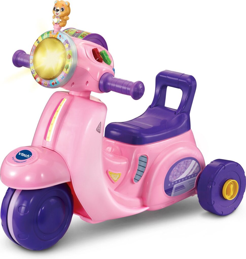 Roze en paarse kinderscooter met licht en geluid