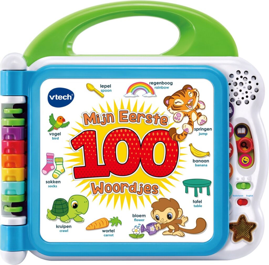 Interactief kinderboek Mijn Eerste 100 Woordjes met afbeeldingen.