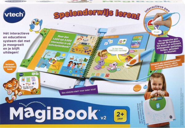 Interactief MagiBook met speelboeken en pen, geschikt vanaf 2 jaar.