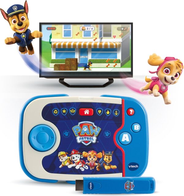 PAW Patrol spelconsole met tv en personages.