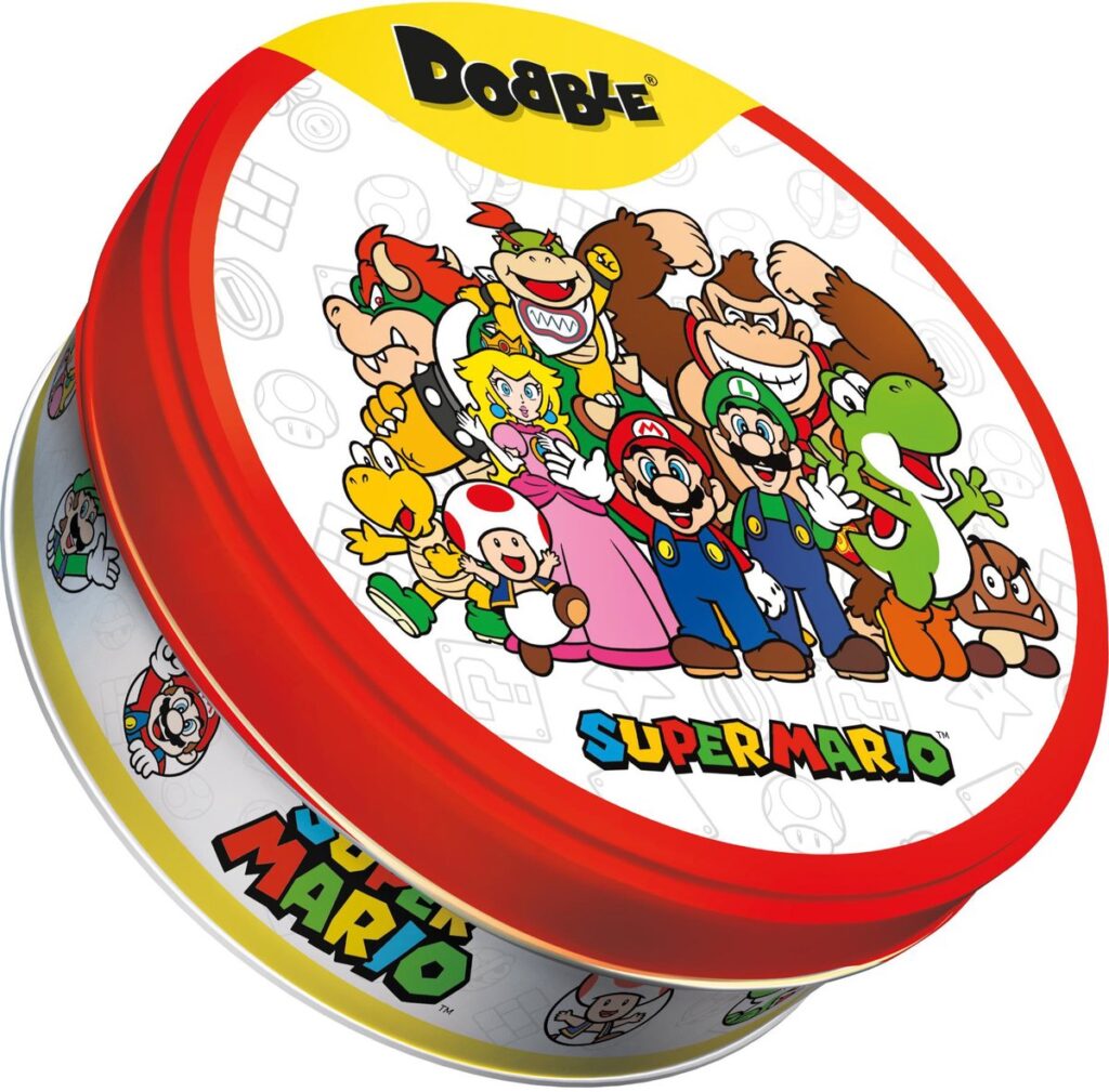 Super Mario Dobble speldoos met karakters op deksel