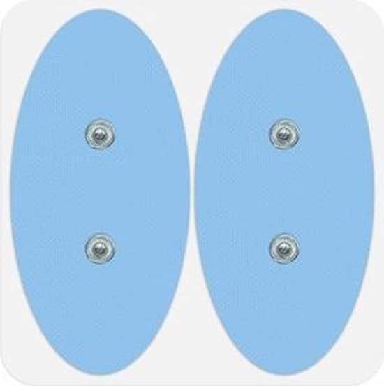 Elektronische stimulatie-elektrode pads, blauw ovaal ontwerp.