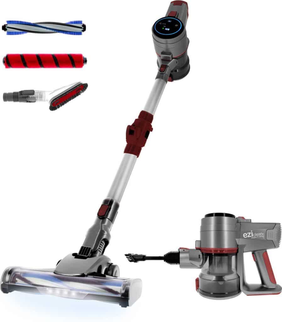 Draadloze stofzuiger met accessoires en display