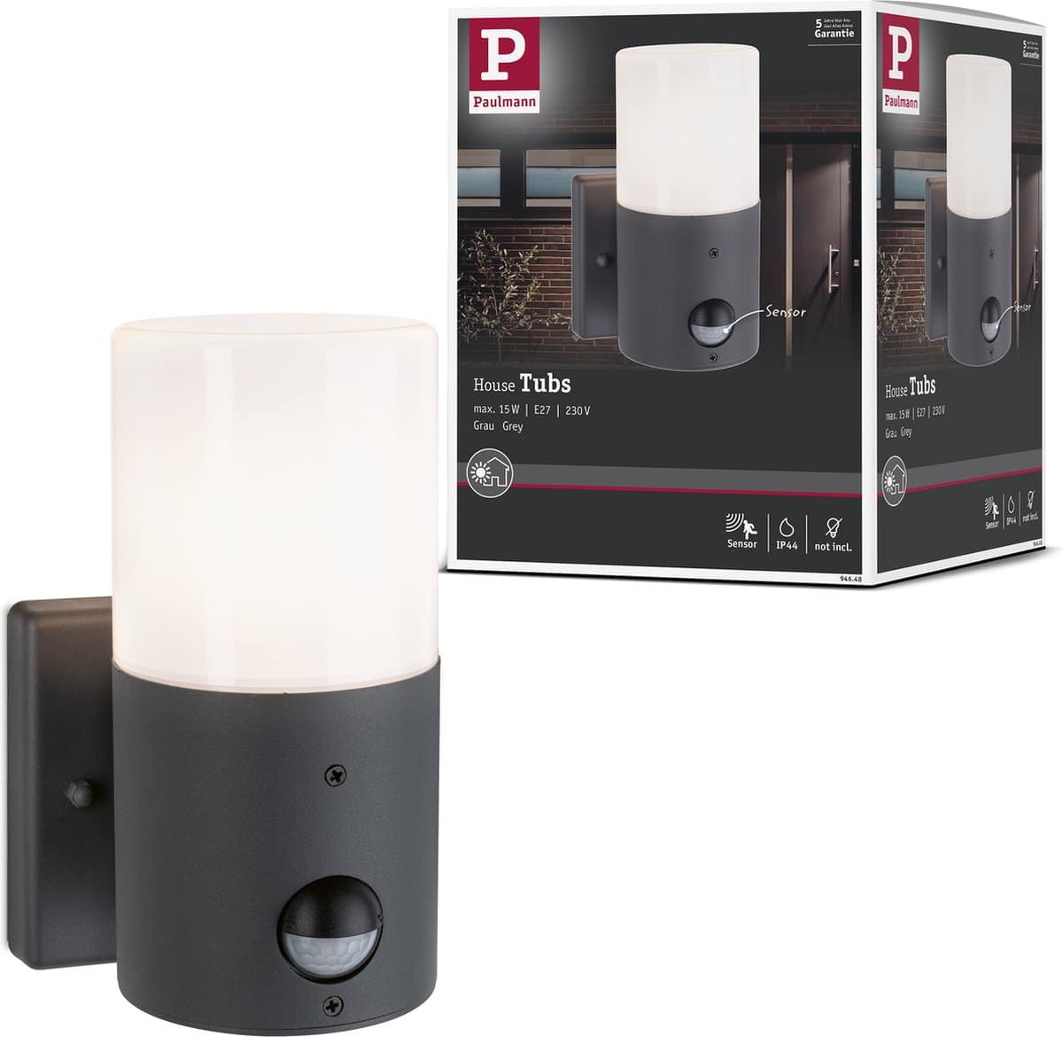 Wandlamp met sensor en doos, Paulmann House Tubs