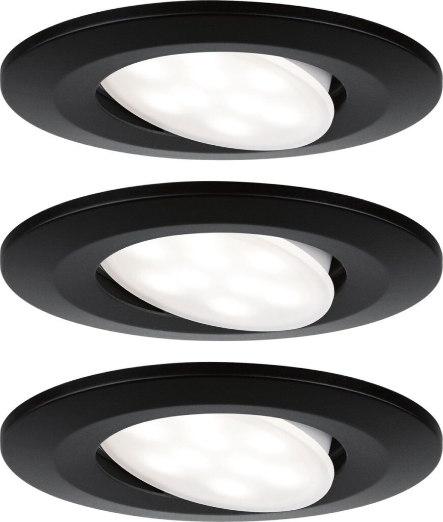 Set van drie zwarte inbouwspots LED-verlichting