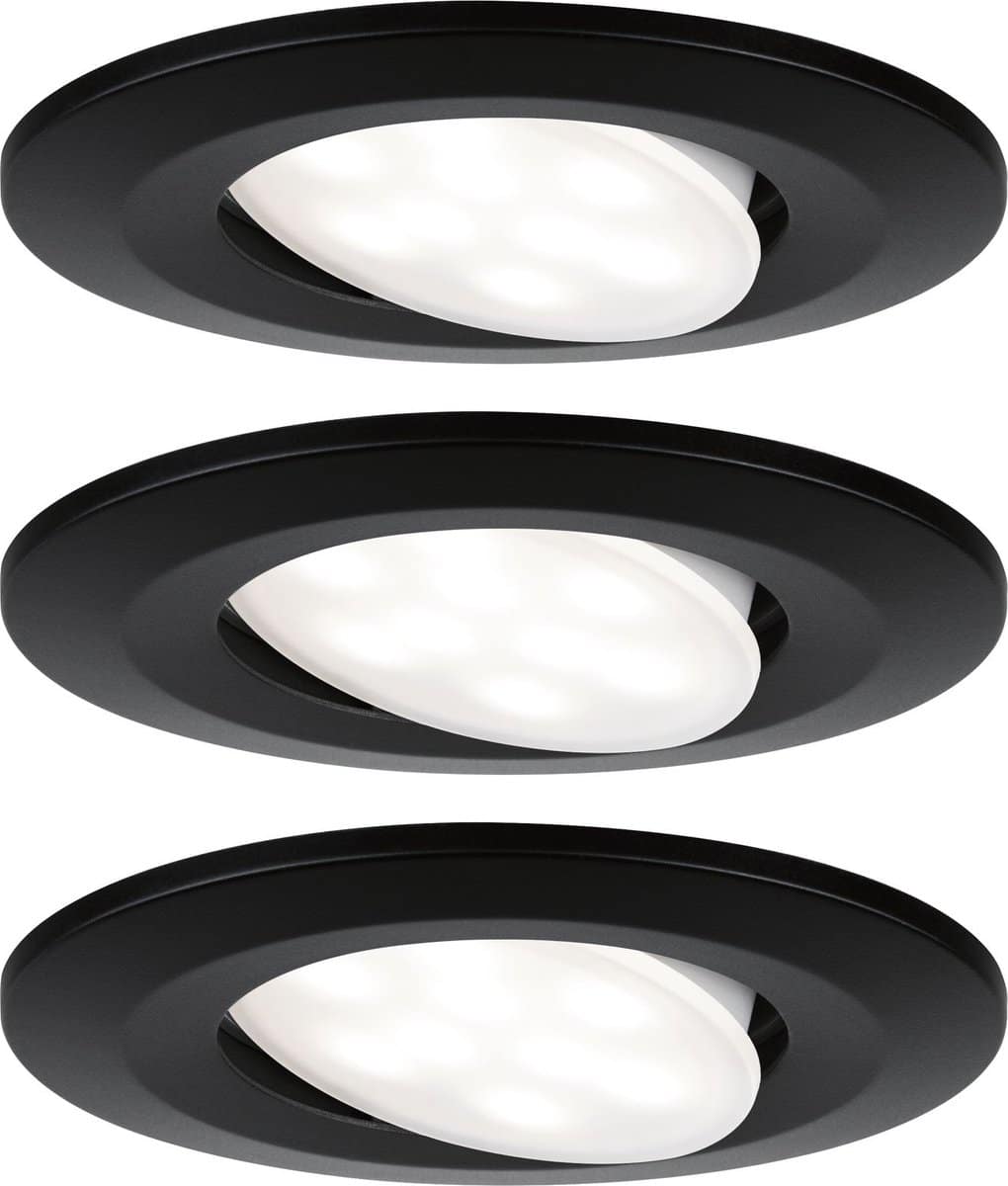 Set van drie zwarte inbouwspots LED-verlichting