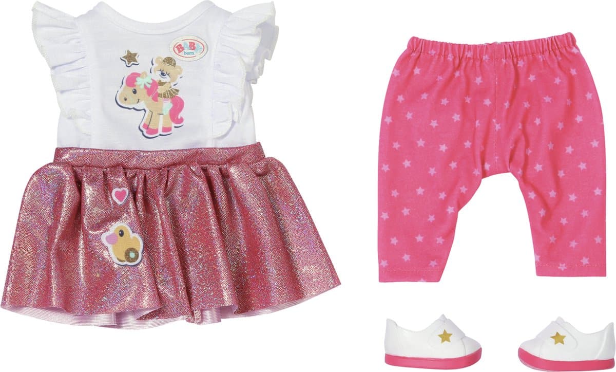 Roze babykleding set met eenhoorn en ster ontwerpen.