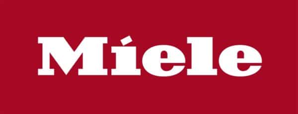 Miele logo op rode achtergrond