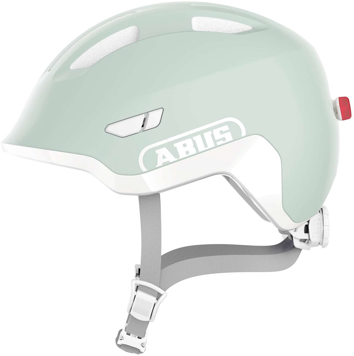 Mintgroene ABUS fietshelm met achterlicht