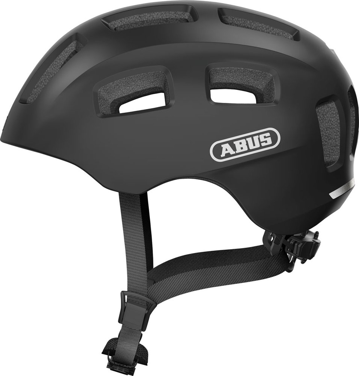 Zwarte ABUS fietshelm met ventilatieopeningen