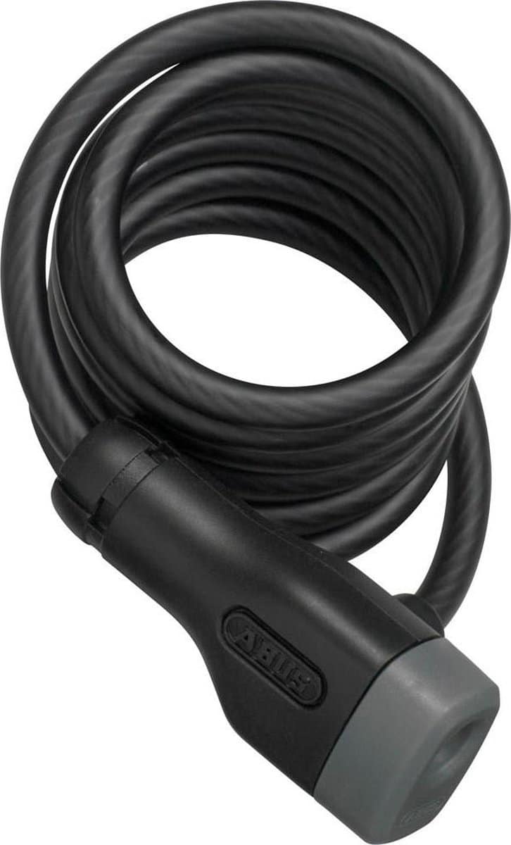 Zwart fietsslot met spiraalvormig kabelontwerp