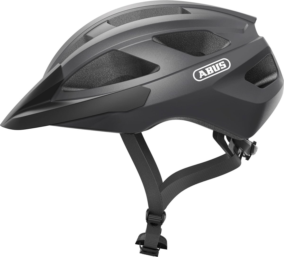 Zwarte ABUS fietshelm met ventilatieopeningen