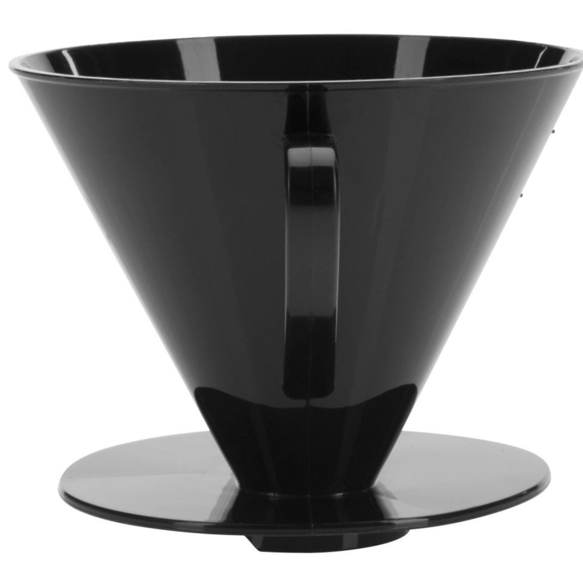 Zwarte koffiefilterhouder met handvat